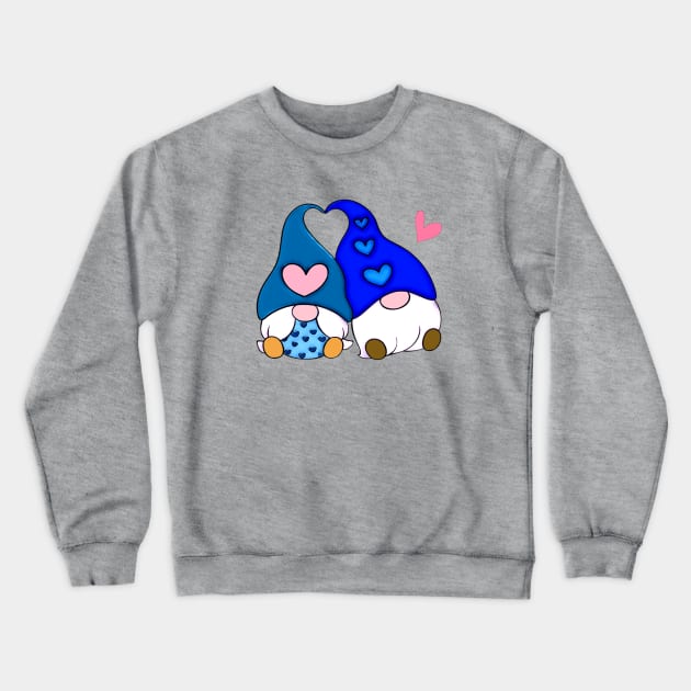 Gnome Love Blue Crewneck Sweatshirt by AlondraHanley